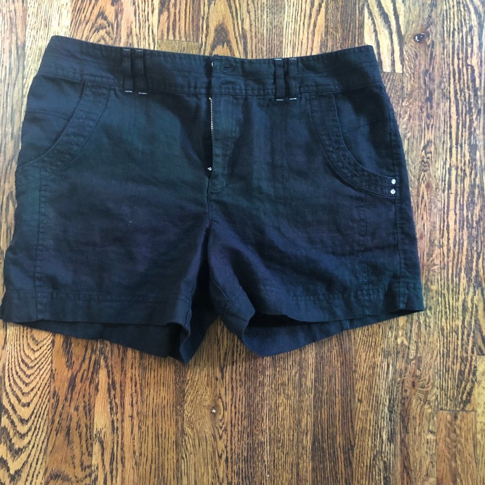 INC Black 100% linen shorts